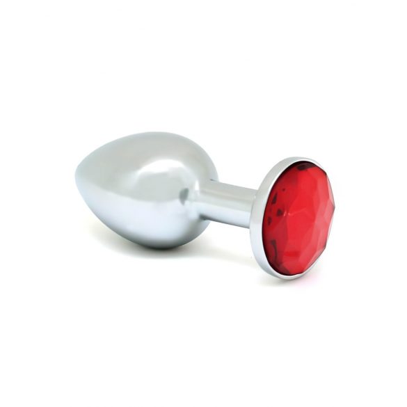 Rimba XS - Red Stoned, Metal Anal Dildo (Silver) 