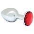 Rimba XS - red jeweled metal anal plug (silver)