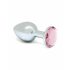 Rimba XS - pink jeweled metal anal plug (silver)