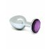 Rimba XS - purple gem, metal anal plug (silver)