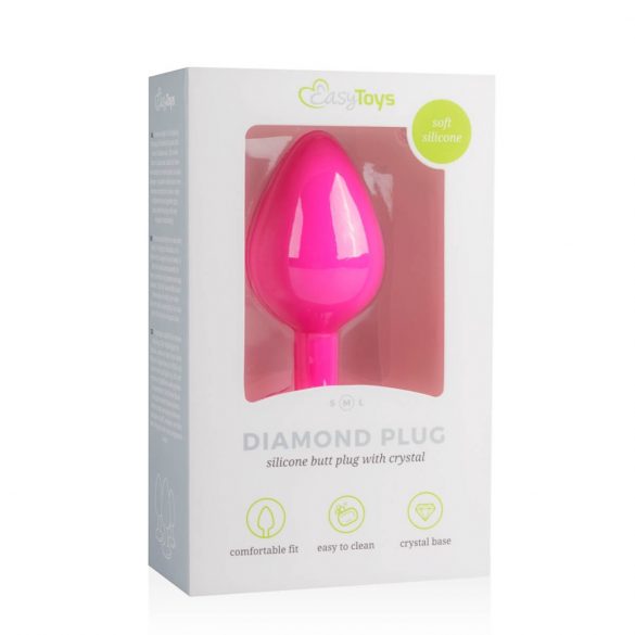 Easytoys Diamond - White Gem Anal Dildo (Medium) - Pink 