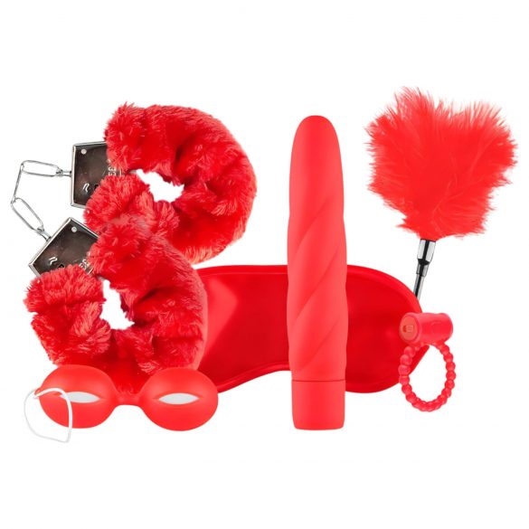 LoveBoxxx I Love Red - Vibrator Bondage Set (6-Piece) - Red 