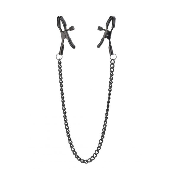 Blaze Deluxe - Metal Nipple Clamps with Chain (Black) 