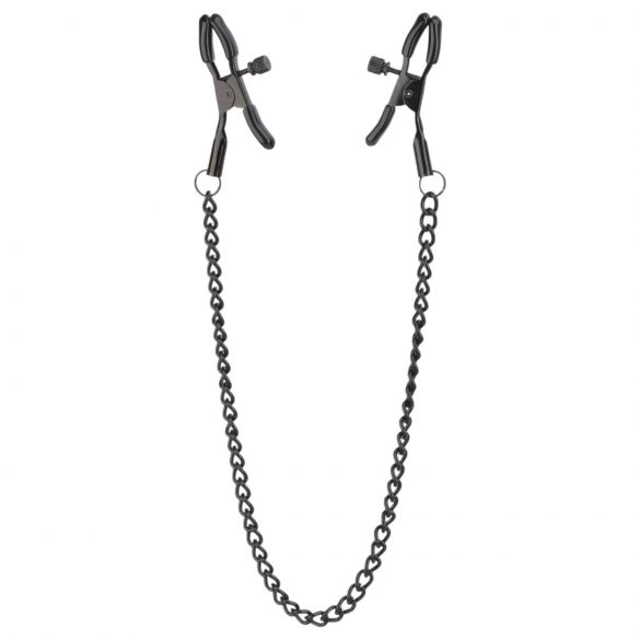 Blaze Deluxe - Metal Nipple Clamps with Chain (Black) 