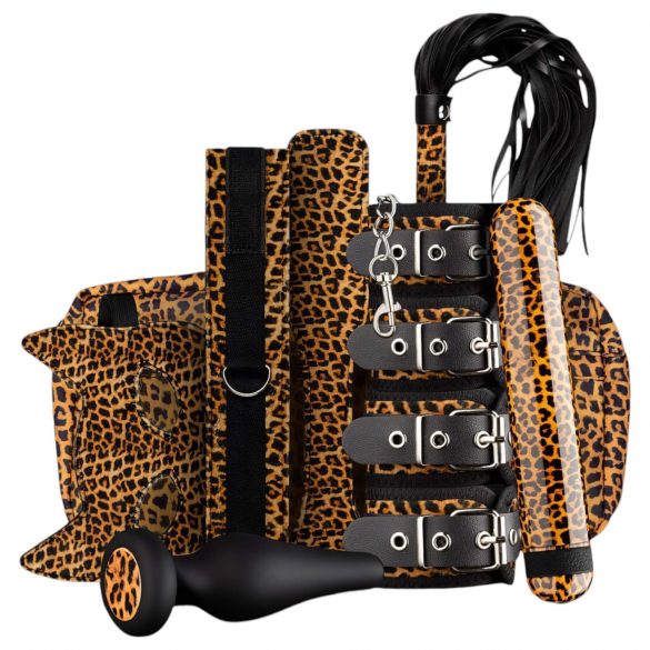 Panthra Gato - Vibrating Bondage Set (8 Pieces) - Leopard-Black 