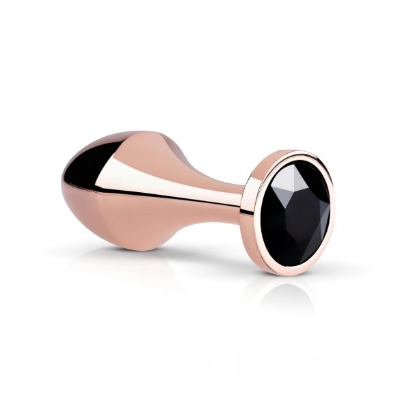 Rosy Gold Butt Plug - black gemstone anal plug (rosegold)