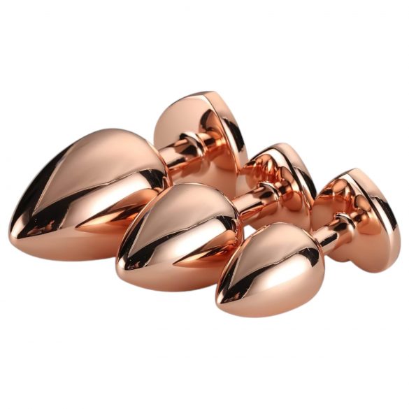 Gleaming Love - heart-shaped anal plug set - rosegold (3-piece)