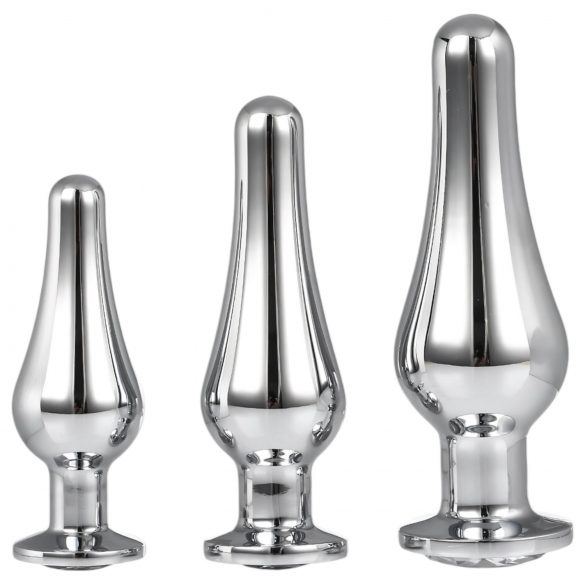 Gleaming Love - anal apex plug set - silver (3-piece)