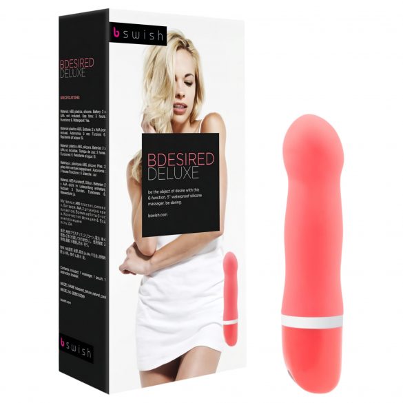 B SWISH Bdesired Deluxe - Rod Vibrator with Pronounced Head (Coral) 