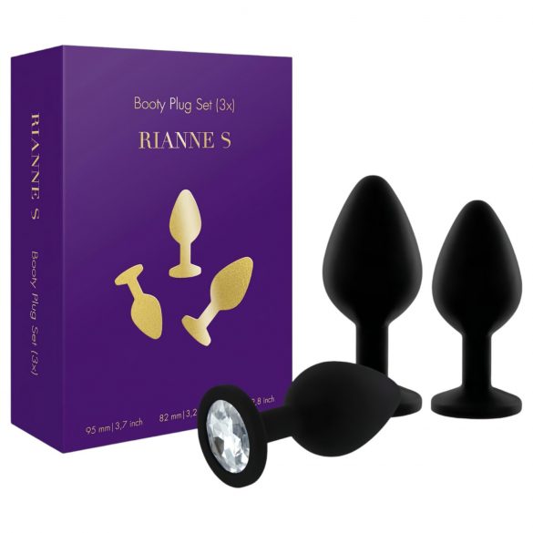 Rianne - 3-Piece Silicone Anal Plug Set (Black)