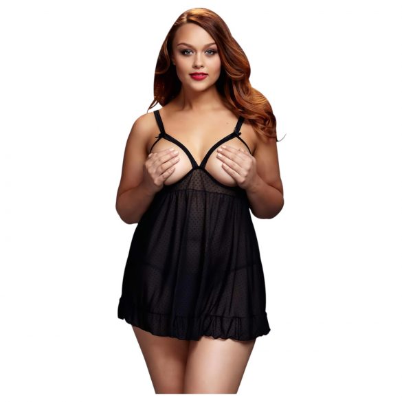 BACI Plus Size - Open, Polka Dot Babydoll - Black (XL-XXL) 