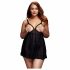 BACI Plus Size - Open, Polka Dot Babydoll - Black (XL-XXL) 