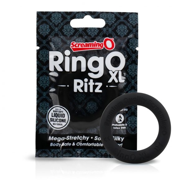 Screaching O Ritz XL Silicone Cock Ring (Black) 