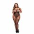 Baci Plus Size - Patterned Mesh Set with Thin Straps - Black (XL-XXL) 