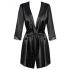 Obsessive Satinia Short Satin Robe with Thong (Black) 