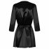 Obsessive Satinia Short Satin Robe with Thong (Black)  - L/XL