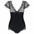 Obsessive Moketta - Lace Frill Striped Bodysuit (Black) 