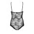 Obsessive Slevika - Lace-Up Front Open Lace Bodysuit (Black) 