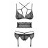 Obsessive Frivolla - Spicy Lace Lingerie Set - 4 Pieces (Black) 