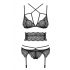 Obsessive Frivolla - Spicy Lace Lingerie Set - 4 Pieces (Black)