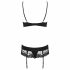 Obsessive Wonderia - Embroidered Lace Lingerie Set (Black)  - L/XL