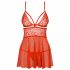 Obsessive 838-BAB-3 - Spicy Lace Babydoll with Thong (Red) 