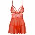 Obsessive 838-BAB-3 - Spicy Lace Babydoll with Thong (Red) 