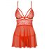 Obsessive 838-BAB-3 - Spicy Lace Babydoll with Thong (Red)  - XXL