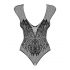 Obsessive B112 - Sleeveless, Angel Wing, Open Mesh Bodysuit (Black) 