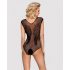 Obsessive B112 - Sleeveless, Angel Wing, Open Mesh Bodysuit (Black)  - XL/XXL