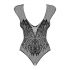 Obsessive B112 - Sleeveless, Angel Wing, Open Mesh Bodysuit (Black)  - XL/XXL