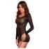 Lapdance Center Stage - Long Sleeve Fishnet Mini Dress (Black) 