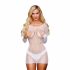 Lapdance Center Stage - Long Sleeve Fishnet Mini Dress (White) 