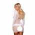 Lapdance Center Stage - Long Sleeve Fishnet Mini Dress (White) 