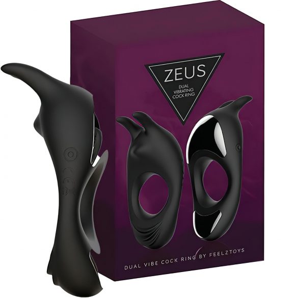 FEELZTOYS Zeus - Rechargeable Vibrating Cock Ring (Black) 