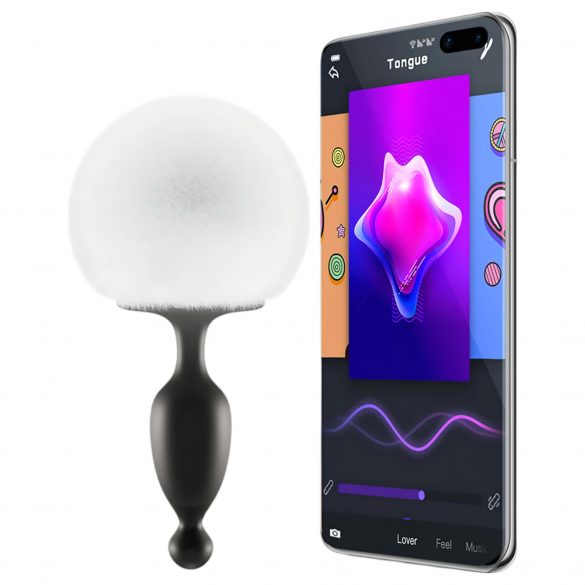 Smart Anal Vibrator with Bunny Tail (White) 