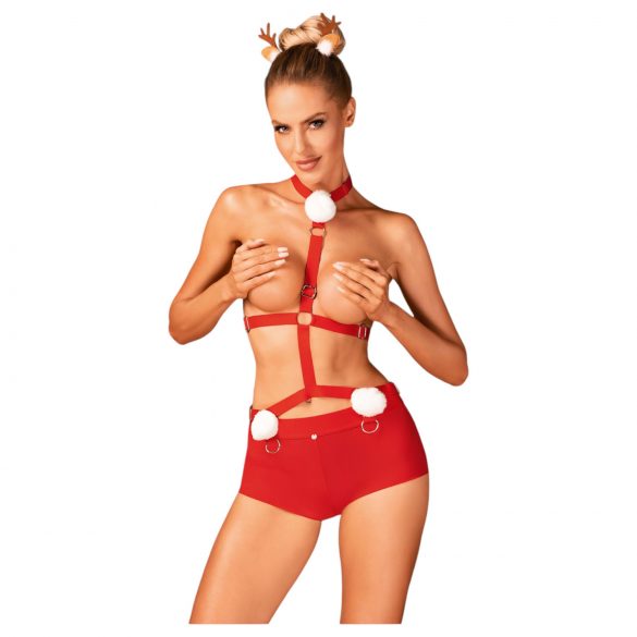 Obsessive Ms Reindy - Women's Reindeer Costume Set (2-Piece) - Red - M/L