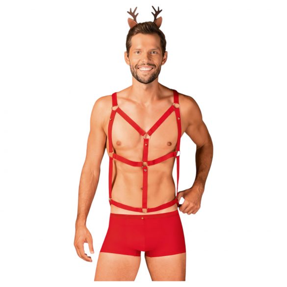 Obsessive Mr. Reindy - Men's Reindeer Costume (3-Piece) - Red 